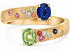 WIDE 1.10CT DIAMOND & AAA MULTI COLOR SAPPHIRE 14K YELLOW GOLD 3D OVAL LOVE RING
