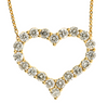 1.0CT DIAMOND 14KT YELLOW GOLD 3D CLASSIC OPEN HEART SHARED PRONG LOVE NECKLACE
