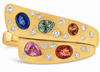 LARGE 1.16CT DIAMOND & AAA MULTI COLOR SAPPHIRE 14K YELLOW GOLD MULTI SHAPE RING