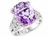 EXTRA LARGE 11.25CT DIAMOND & AAA AMETHYST 14KT WHITE GOLD OVAL & ROUND FUN RING