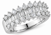WIDE 1.75CT DIAMOND 14KT WHITE GOLD ROUND & BAGUETTE GRADUATING ANNIVERSARY RING