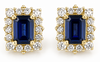 1.75CT DIAMOND & AAA SAPPHIRE 14KT YELLOW GOLD EMERALD CUT ROUND SQUARE EARRINGS