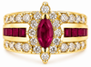 LARGE 1.90CT DIAMOND & AAA RUBY 14K YELLOW GOLD MARQUISE & ROUND ENGAGEMENT RING