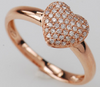 ESTATE .20CT DIAMOND 14KT WHITE GOLD 3D CLASSIC ROUND PAVE HEART SHAPE LOVE RING