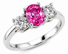 1.45CT DIAMOND & AAA PINK SAPPHIRE 14K WHITE GOLD OVAL 3 STONE ENGAGEMENT RING
