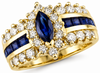 LARGE 2.0CT DIAMOND & AAA SAPPHIRE 14KT YELLOW GOLD 3D MARQUISE ENGAGEMENT RING