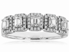 1.0CT DIAMOND 14KT WHITE GOLD EMERALD CUT SEMI ETERNITY WEDDING ANNIVERSARY RING