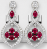 3.87CT DIAMOND & AAA RUBY 14KT WHITE GOLD 3D INFINITY TEAR DROP HANGING EARRINGS