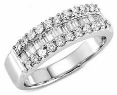 .50CT DIAMOND 14KT WHITE GOLD 3D ROUND & PRINCESS CLASSIC 3 ROW ANNIVERSARY RING