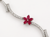 2.50CT DIAMOND & AAA RUBY 14KT WHITE GOLD MARQUISE FLOWER WAVE TENNIS BRACELET
