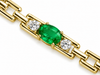 1.36CT DIAMOND & AAA EMERALD 14KT YELLOW GOLD OVAL SQUARE LINK TENNIS BRACELET