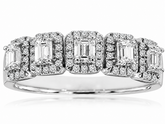 1.0CT DIAMOND 14KT WHITE GOLD EMERALD CUT SEMI ETERNITY WEDDING ANNIVERSARY RING