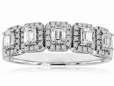 1.0CT DIAMOND 14KT WHITE GOLD EMERALD CUT SEMI ETERNITY WEDDING ANNIVERSARY RING