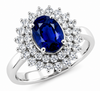 2.17CT DIAMOND & AAA SAPPHIRE 14KT WHITE GOLD DOUBLE HALO FLORAL ENGAGEMENT RING