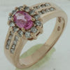 1.13CT DIAMOND & AAA PINK SAPPHIRE 14KT ROSE GOLD OVAL & ROUND FRIENDSHIP RING