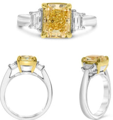 3.27CT WHITE & FANCY YELLOW DIAMOND PLATINUM & 18KT YELLOW GOLD ENGAGEMENT RING