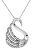 ESTATE .10CT DIAMOND 14KT WHITE GOLD 3D CLASSIC HAPPY SWAN FUN FLOATING PENDANT
