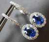 2.94CT DIAMOND & AAA CEYLON SAPPHIRE 14KT WHITE GOLD OVAL HALO HANGING EARRINGS