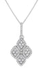 .37CT DIAMOND 14K WHITE GOLD 3D ROUND GEOMETRICAL SQUARE FLORAL FLOATING PENDANT