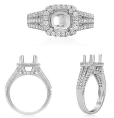 .46CT DIAMOND 14KT WHITE GOLD CUSHION & ROUND 4 PRONG SEMI MOUNT ENGAGEMENT RING