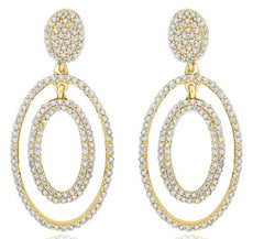 ESTATE .76CT DIAMOND 14KT YELLOW GOLD 3D MULTI OVAL FUN HANGING EARRINGS
