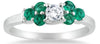 .75CT DIAMOND & AAA EMERALD 14KT WHITE GOLD 3D 7 STONE FLORAL LUCIDA LOVE RING