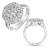 ESTATE LARGE 1.54CT DIAMOND 14KT WHITE GOLD 3D CLASSIC FLOWER CIRCULAR LOVE RING