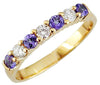 ESTATE .57CT DIAMOND & AAA TANZANITE 14KT YELLOW GOLD 7 STONE ANNIVERSARY RING