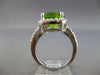 LARGE 6.66CT DIAMOND & AAA PERIDOT 14K WHITE GOLD 3D HALO SQUARE ENGAGEMENT RING