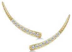 ESTATE .20CT DIAMOND 14KT YELLOW GOLD 3D ROUND GRADUATING EAR CLIMBER EARRINGS
