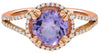 1.67CT DIAMOND & AAA AMETHYST 14KT ROSE GOLD ROUND HALO FRIENDSHIP FUN RING