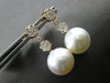 LARGE .79CT DIAMOND & AAA SOUTH SEA PEARL 18K ROSE GOLD 3D LOVE HANGING EARRINGS