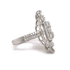 LARGE 3.11CT DIAMOND 18KT WHITE GOLD 3D MULTI SHAPE FLOWER SQUARE COCKTAIL RING