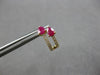 1.03CT DIAMOND & AAA RUBY 14KT YELLOW GOLD 3D PEAR SHAPE & ROUND HUGGIE EARRINGS