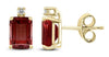 .94CT DIAMOND & AAA GARNET 14KT YELLOW GOLD 3D ROUND & EMERALD CUT STUD EARRINGS