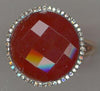 ESTATE 7.79CT DIAMOND & AAA RED AGATE 14KT ROSE GOLD CLASSIC ROUND HALO FUN RING