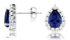 2.8CT DIAMOND & AAA SAPPHIRE 14KT WHITE GOLD 3D PEAR SHAPE & ROUND STUD EARRINGS