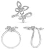 WIDE .32CT DIAMOND 14KT WHITE GOLD 3D ROUND CLASSIC DOUBLE BUTTERFLY LOVE RING