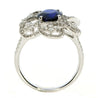 LARGE 3.09CT DIAMOND & AAA SAPPHIRE 18K WHITE GOLD OVAL & ROUND FLOWER LOVE RING