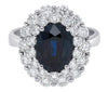 LARGE 5.14CT DIAMOND & AAA SAPPHIRE 18KT WHITE GOLD 3D OVAL HALO ENGAGEMENT RING