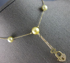 .40CT DIAMOND & AAA GOLDEN SOUTH SEA PEARL 14KT YELLOW GOLD LARIAT LOVE NECKLACE