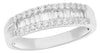 .57CT DIAMOND 18KT WHITE GOLD 3D ROUND & BAGUETTE 3 ROW CLASSIC ANNIVERSARY RING
