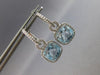 LARGE 4.70CT DIAMOND & AAA BLUE TOPAZ 14KT WHITE GOLD 3D HALO LEVERBACK EARRINGS