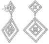 2.51CT DIAMOND 18KT WHITE GOLD 3D ROUND MULTI GEOMETRICAL FUN HANGING EARRINGS
