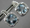 2.13CT DIAMOND & AAA AQUAMARINE 14KT WHITE GOLD CUSHION & ROUND HANGING EARRINGS