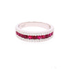 .94CT DIAMOND & AAA RUBY 18KT WHITE GOLD CHANNEL 3 ROW WEDDING ANNIVERSARY RING