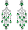 LARGE 9.48CT DIAMOND & AAA EMERALD 18KT WHITE GOLD ROUND & PEAR SHAPE EARRINGS