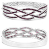 LARGE 7.71CT DIAMOND & AAA RUBY 14K WHITE GOLD 3D MULTI ROW CUFF BANGLE BRACELET