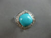 ESTATE LARGE .32CT DIAMOND & AAA TURQUOISE 14KT WHITE GOLD SQUARE HALO FUN RING