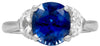 4.72CT DIAMOND & AAA SAPPHIRE PLATINUM ROUND & MOON CUT 3 STONE ENGAGEMENT RING